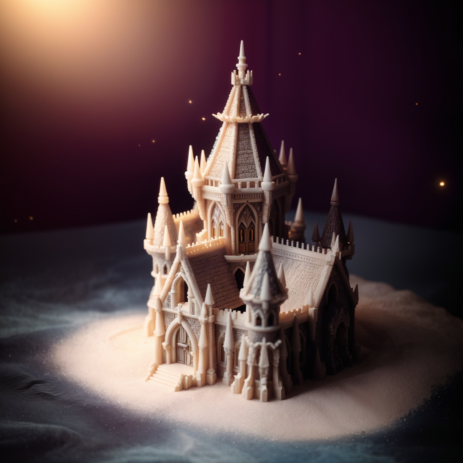 Intricately Designed Miniature Castle in Fantasy Setting