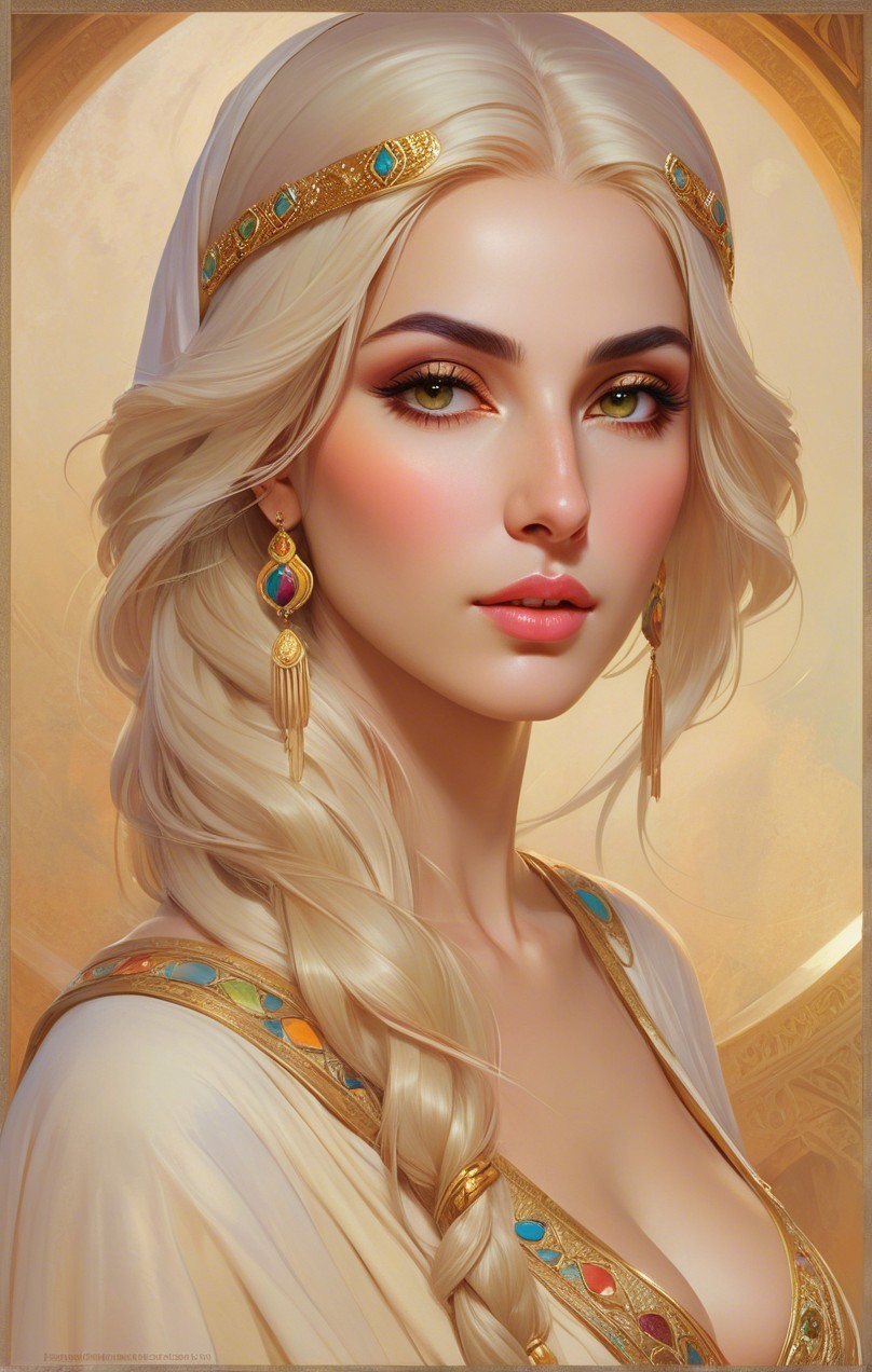 Serene Young Woman with Blonde Braid and Elegant Attire