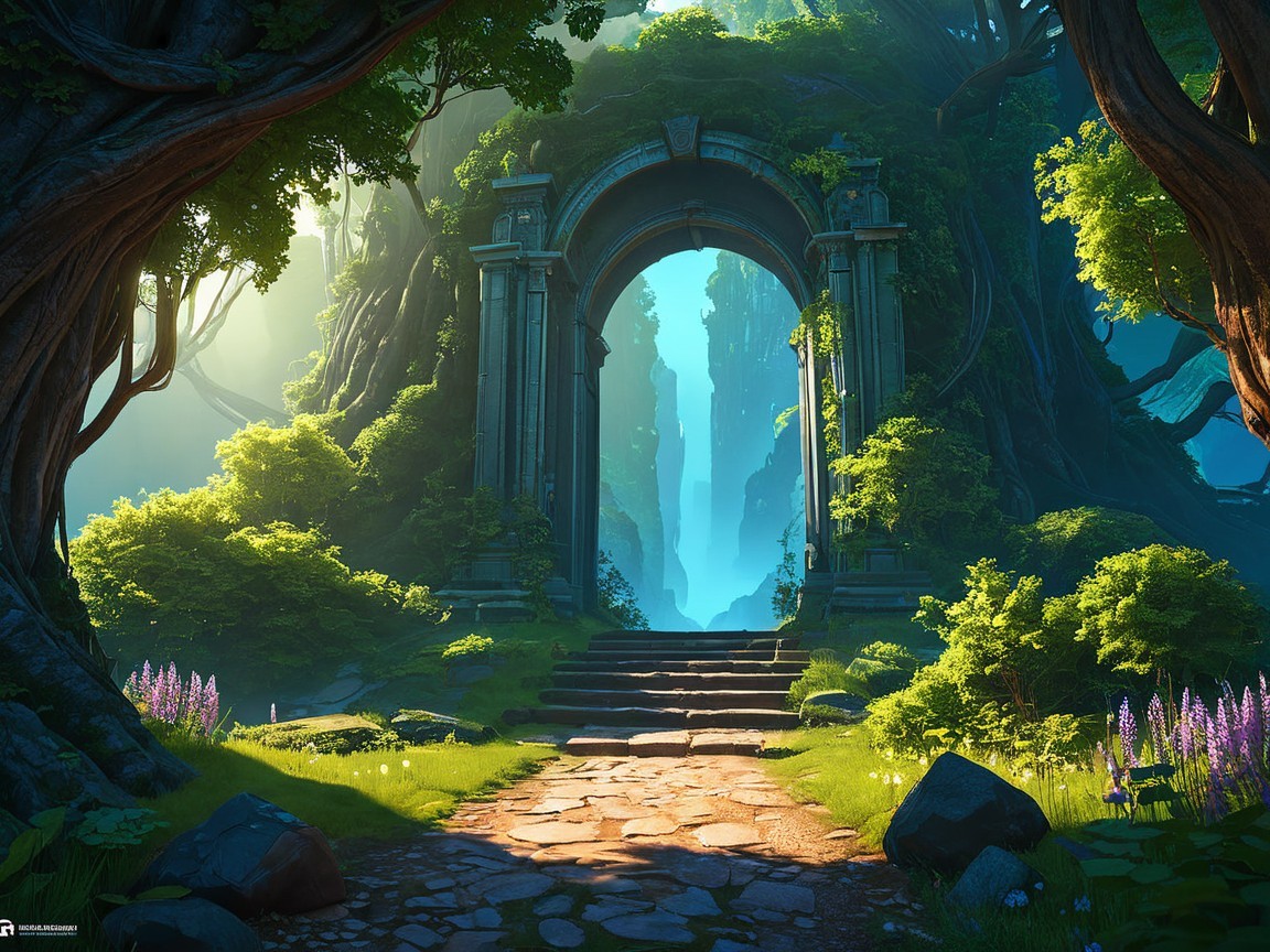 Majestic Stone Archway in Lush Green Landscape