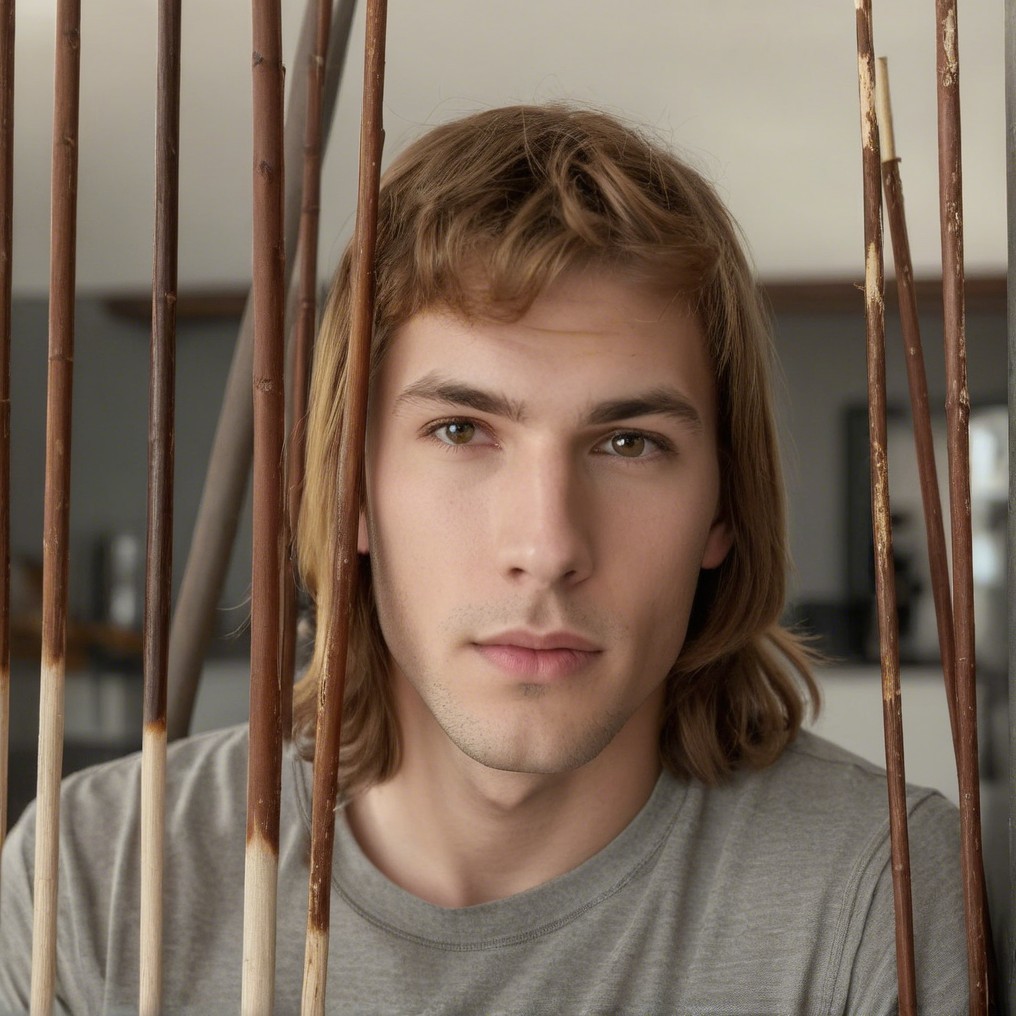 Portrait of a Young Man with Long Hair and Calm Expression