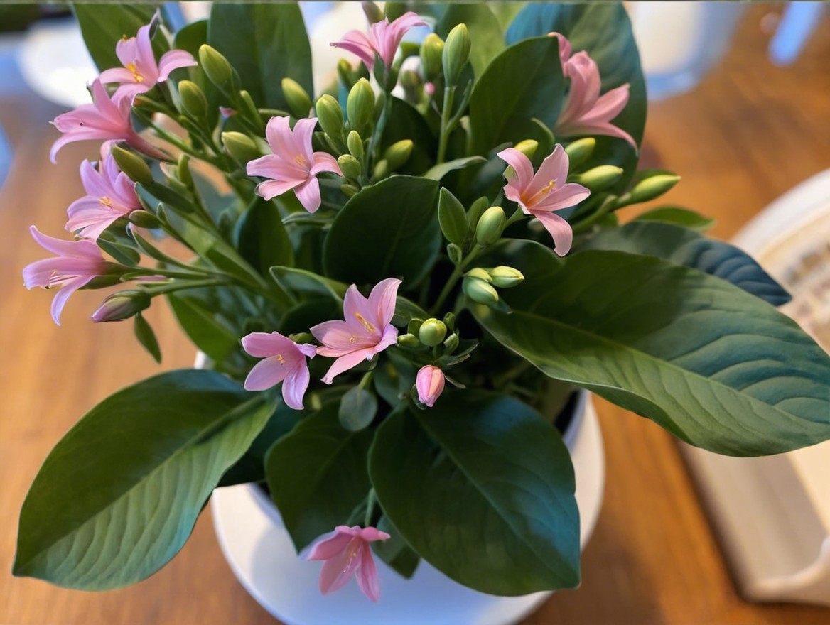 Vibrant Pink Flowers in Lush Green Leaves Arrangement