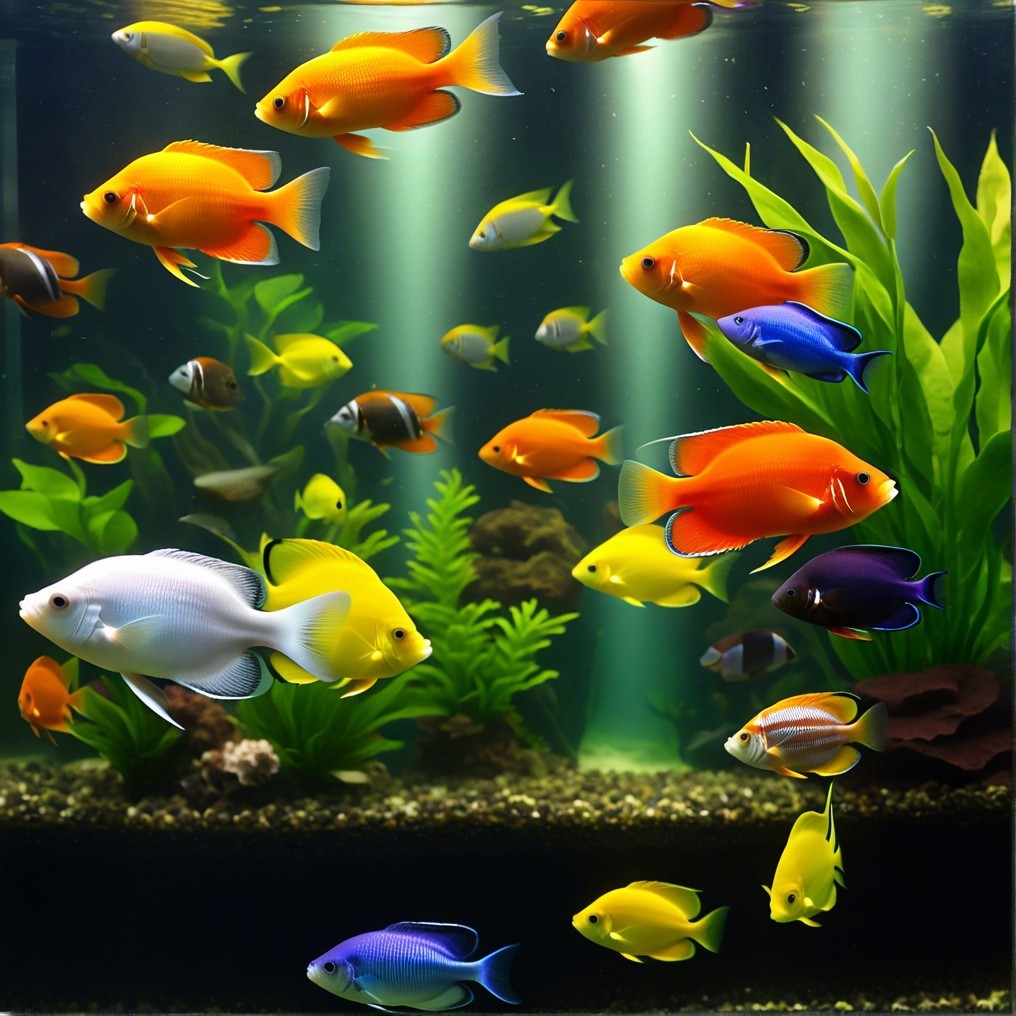 Vibrant Underwater Scene with Colorful Fish and Plants