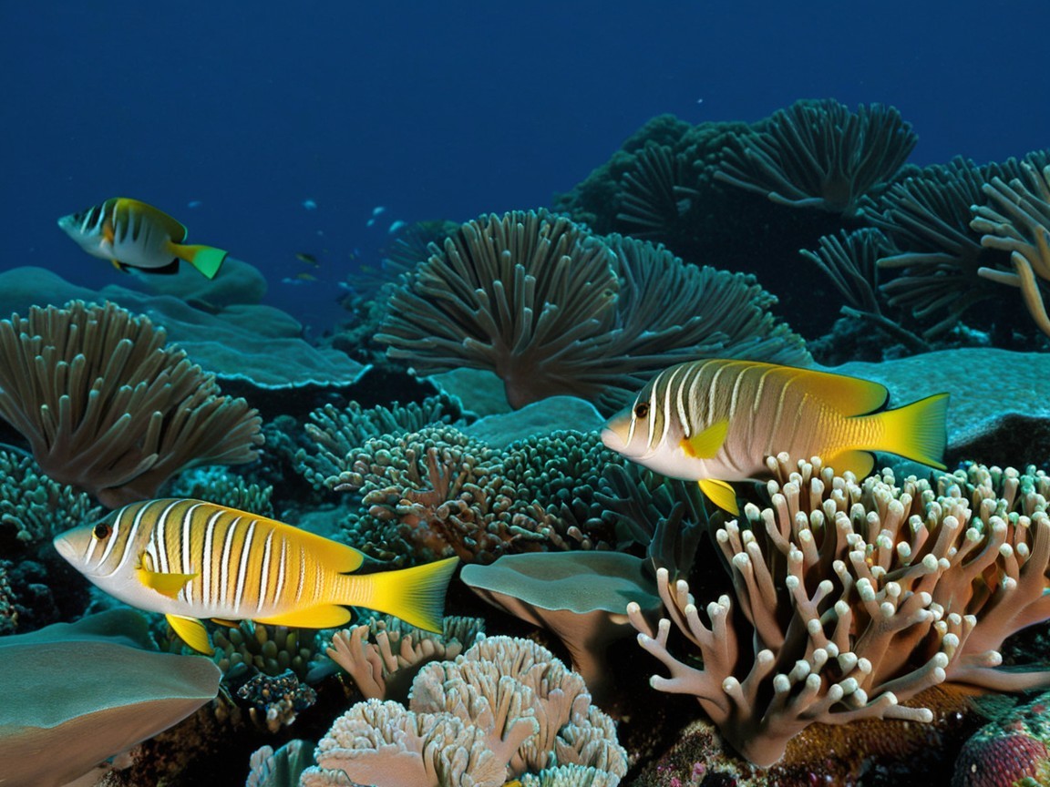 Vibrant Underwater Scene with Colorful Fish and Coral