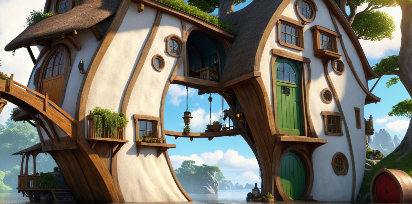 Whimsical Storybook House with Asymmetrical Design