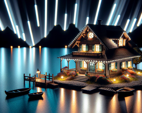 Charming Lakeside House Model with Scenic Details