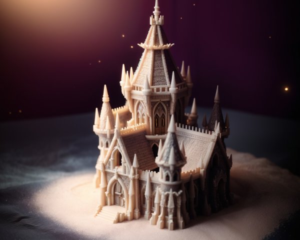 Intricately Designed Miniature Castle in Fantasy Setting