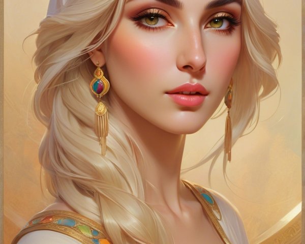 Serene Young Woman with Blonde Braid and Elegant Attire