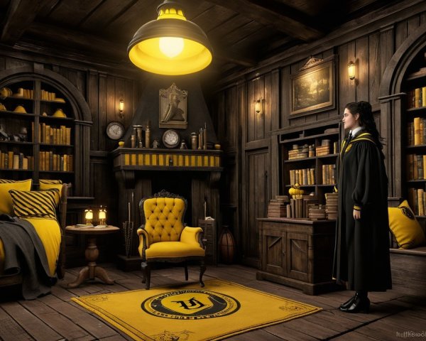 Cozy Wizarding Room with Warm Lighting and Decor