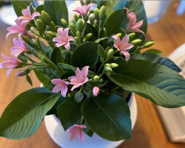 Vibrant Pink Flowers in Lush Green Leaves Arrangement