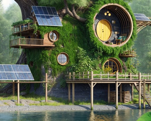 Whimsical Eco-Friendly Treehouse in Nature
