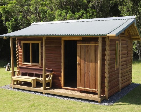 Rustic Wooden Cabin Surrounded by Greenery