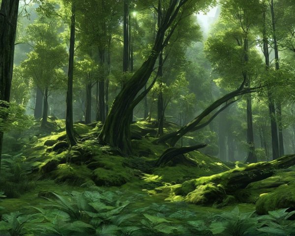 Serene Forest Scene with Soft Diffused Light