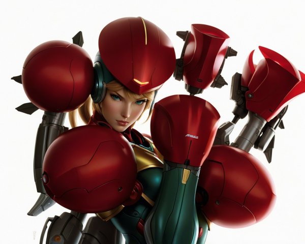 Futuristic Female Character in Robotic Combat Suit
