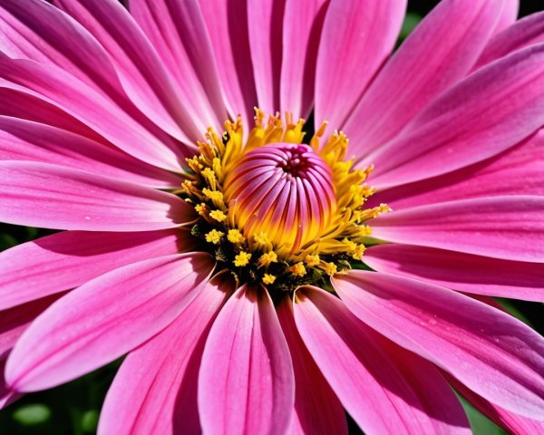 Vibrant Pink Flower with Yellow Stamen in Full Bloom