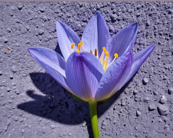 Purple Lotus Flower on Textured Gray Surface