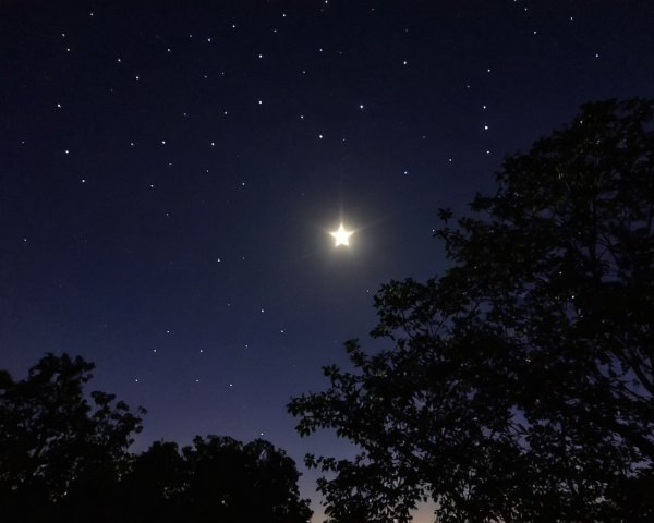 Serene Night Sky with Stars and Illuminated Moon