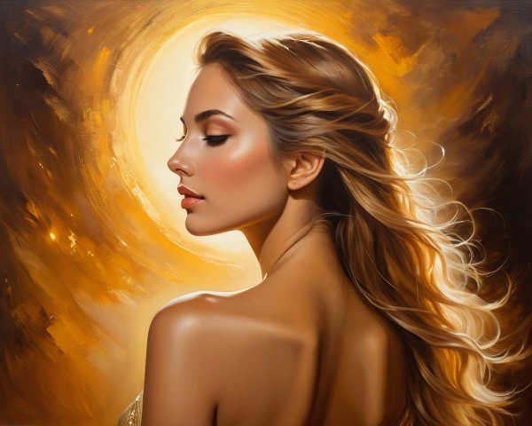 Profile of a Woman with Blonde Hair in Golden Light