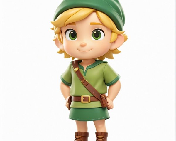 Cheerful Animated Character with Green Tunic and Boots
