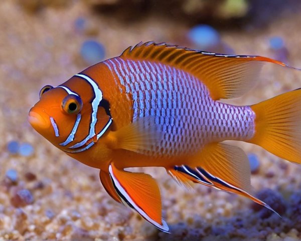 Vibrant Fish with Orange and Blue Hues in Ocean Habitat