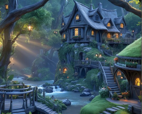 Whimsical Cottage in a Lush Forest Setting