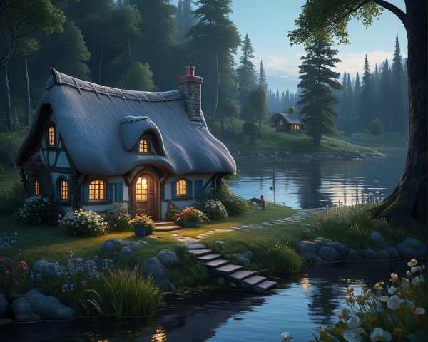 Charming Cottage by Serene Lake with Lush Surroundings