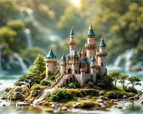 Whimsical Fairytale Castle on a Lush Island