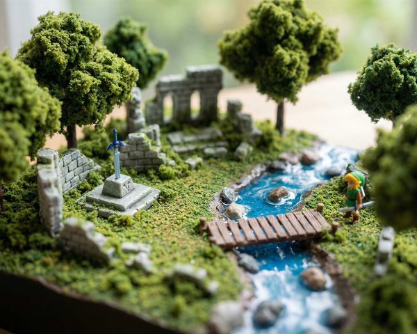 Micro Diorama of Legend of Zelda with Link Figurine