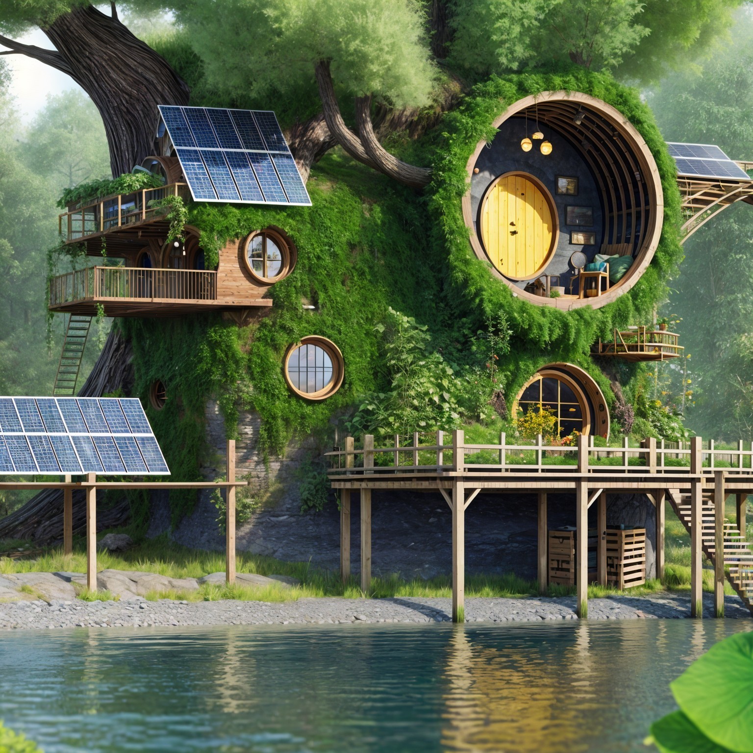 Whimsical Eco-Friendly Treehouse in Nature