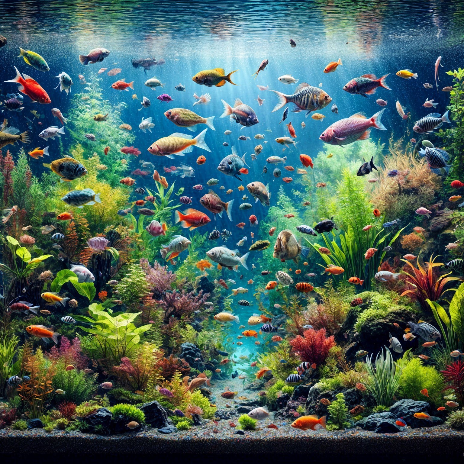 Vibrant Underwater Scene with Colorful Fish and Coral