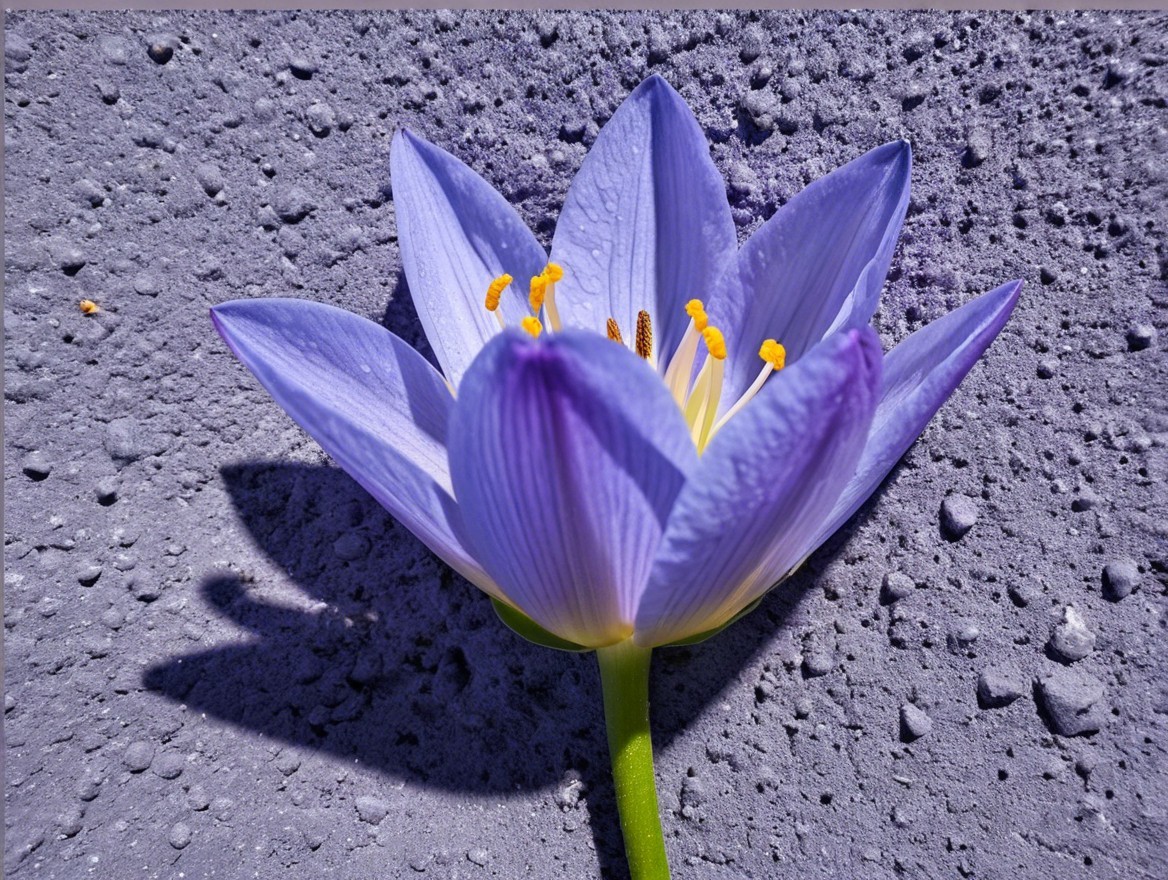 Purple Lotus Flower on Textured Gray Surface