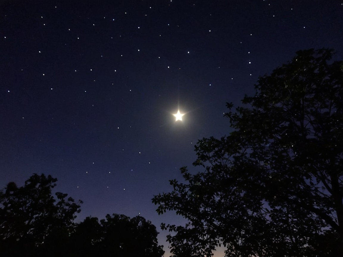 Serene Night Sky with Stars and Illuminated Moon