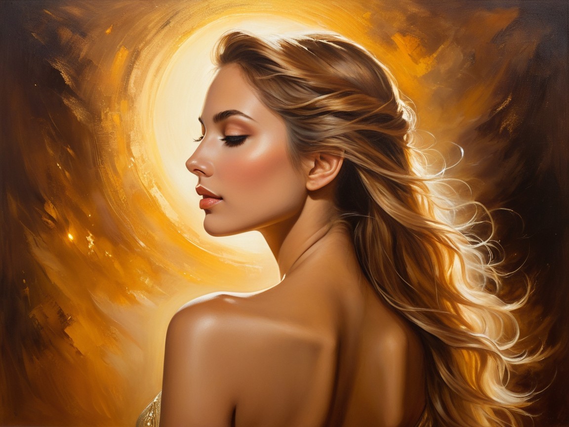 Profile of a Woman with Blonde Hair in Golden Light