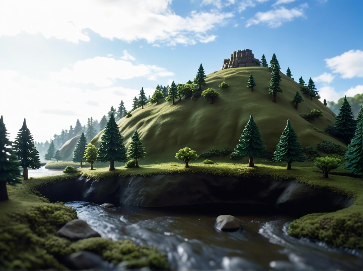 Serene Landscape with Rolling Hills and River