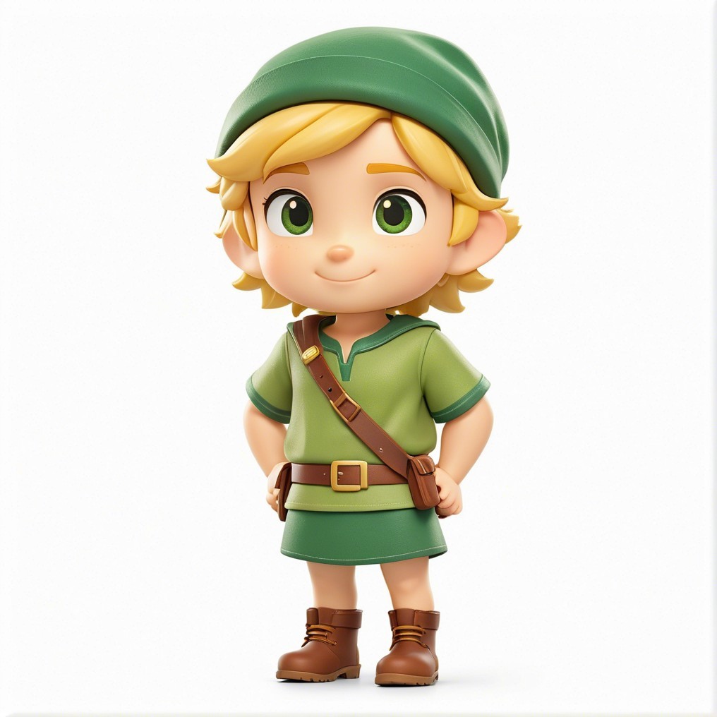 Cheerful Animated Character with Green Tunic and Boots