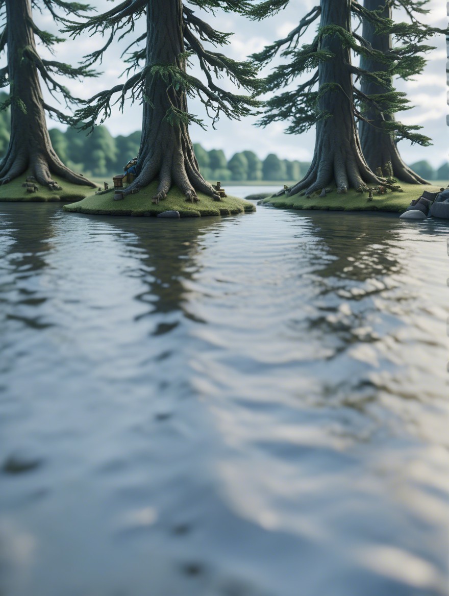 Serene Landscape with Trees Reflecting in Water