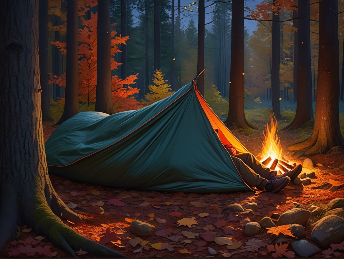 Cozy Autumn Campsite in a Serene Forest Setting