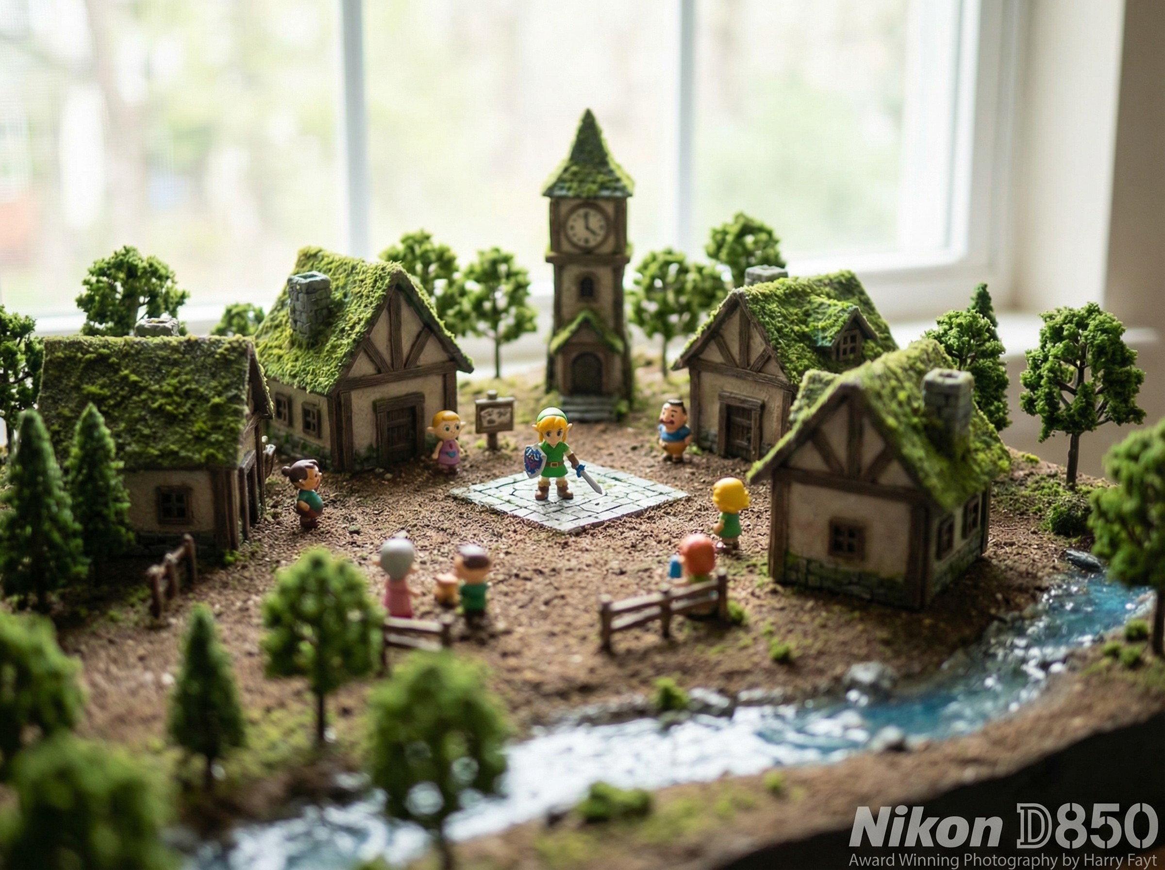 Miniature Diorama of a Quaint Town Scene