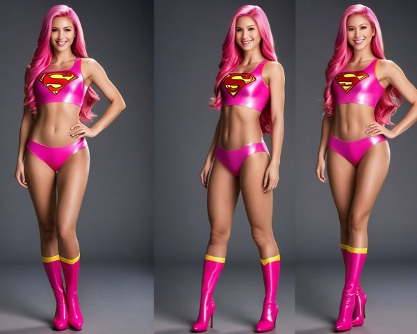 Superhero-Inspired Outfit with Pink Crop Top and Boots
