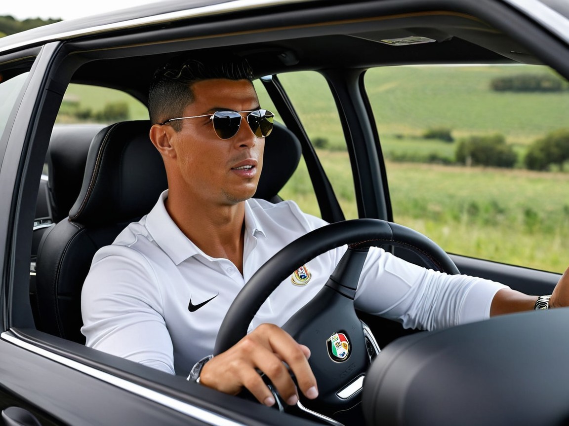 Stylish Individual in Luxury Car with Scenic Backdrop