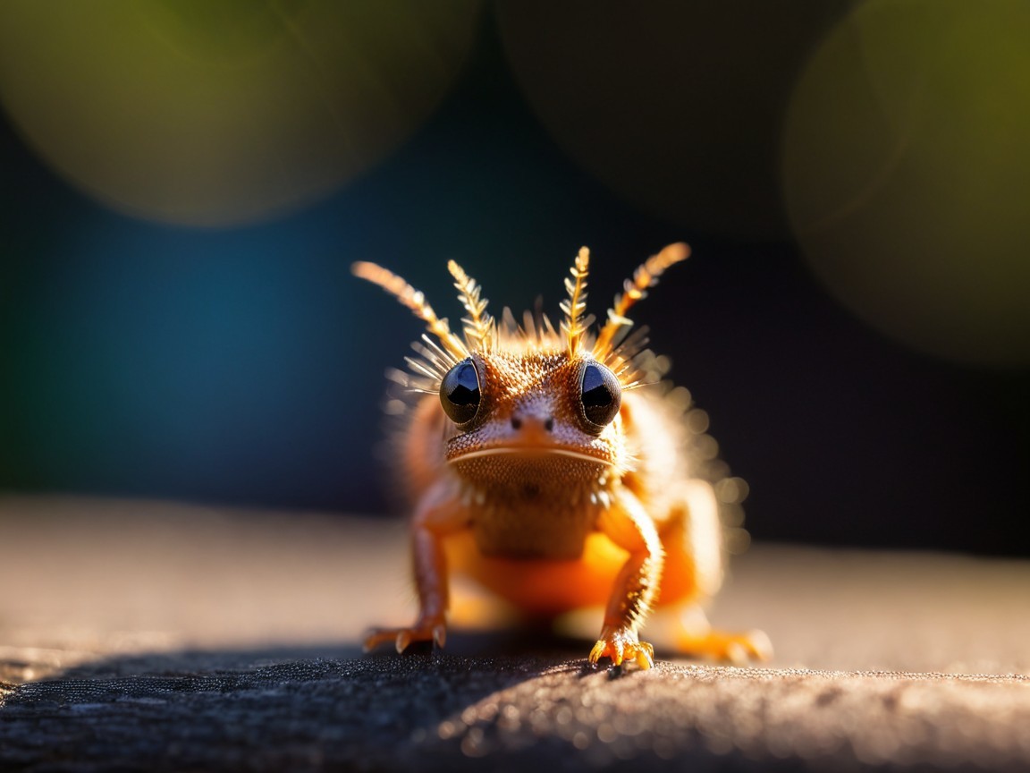 Close-up of a unique orange amphibian with textures