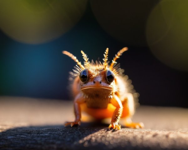 Close-up of a unique orange amphibian with textures