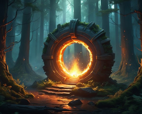 Mystical Portal in an Enchanted Forest Setting