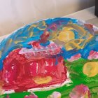 Miniature Landscape with Colorful Village and River