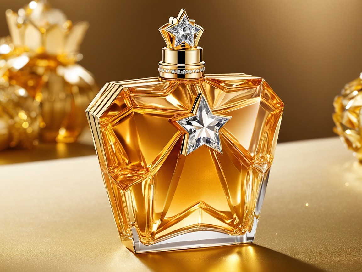 Luxurious Star-Shaped Perfume Bottle with Amber Liquid