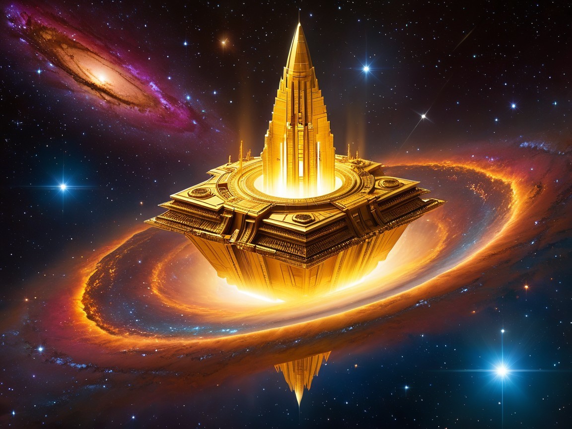 Golden Pyramidal Structure in Cosmic Space Setting