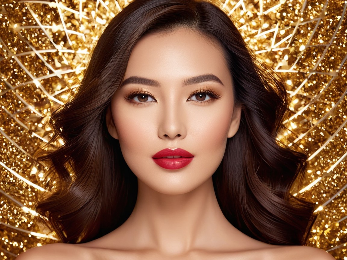 Portrait of a Confident Woman with Glamorous Background