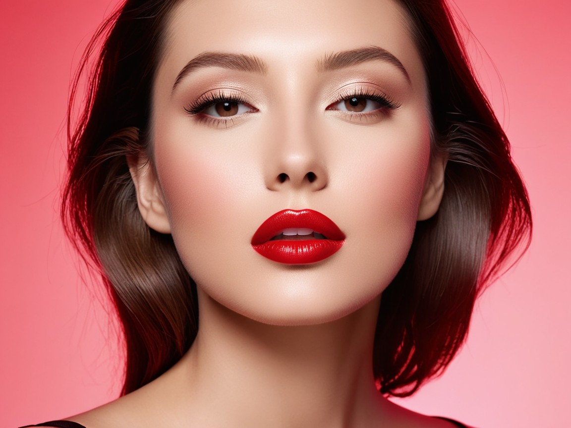 Flawless Makeup Portrait with Radiant Skin and Bold Lips