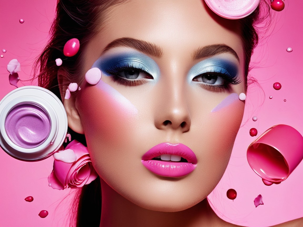 Bold Makeup Portrait with Vibrant Colors and Accents