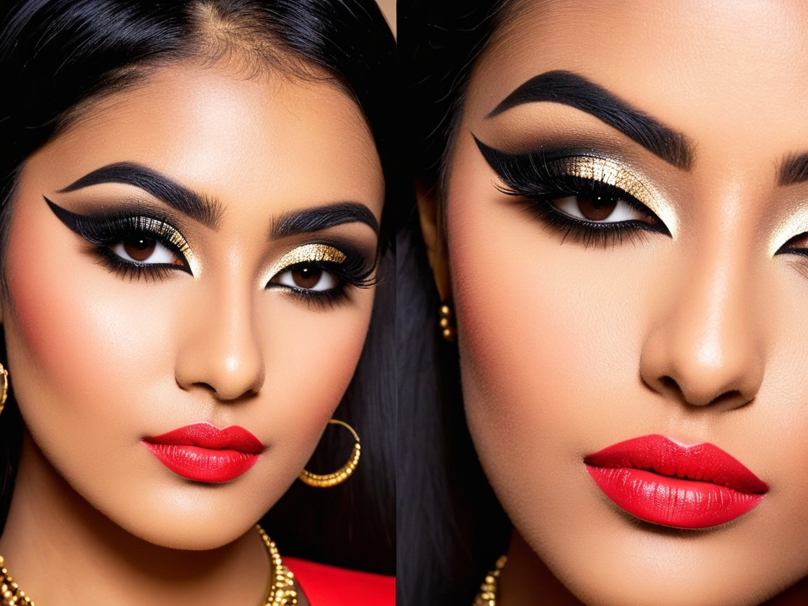 Close-Up of Glamorous Makeup and Elegant Accessories