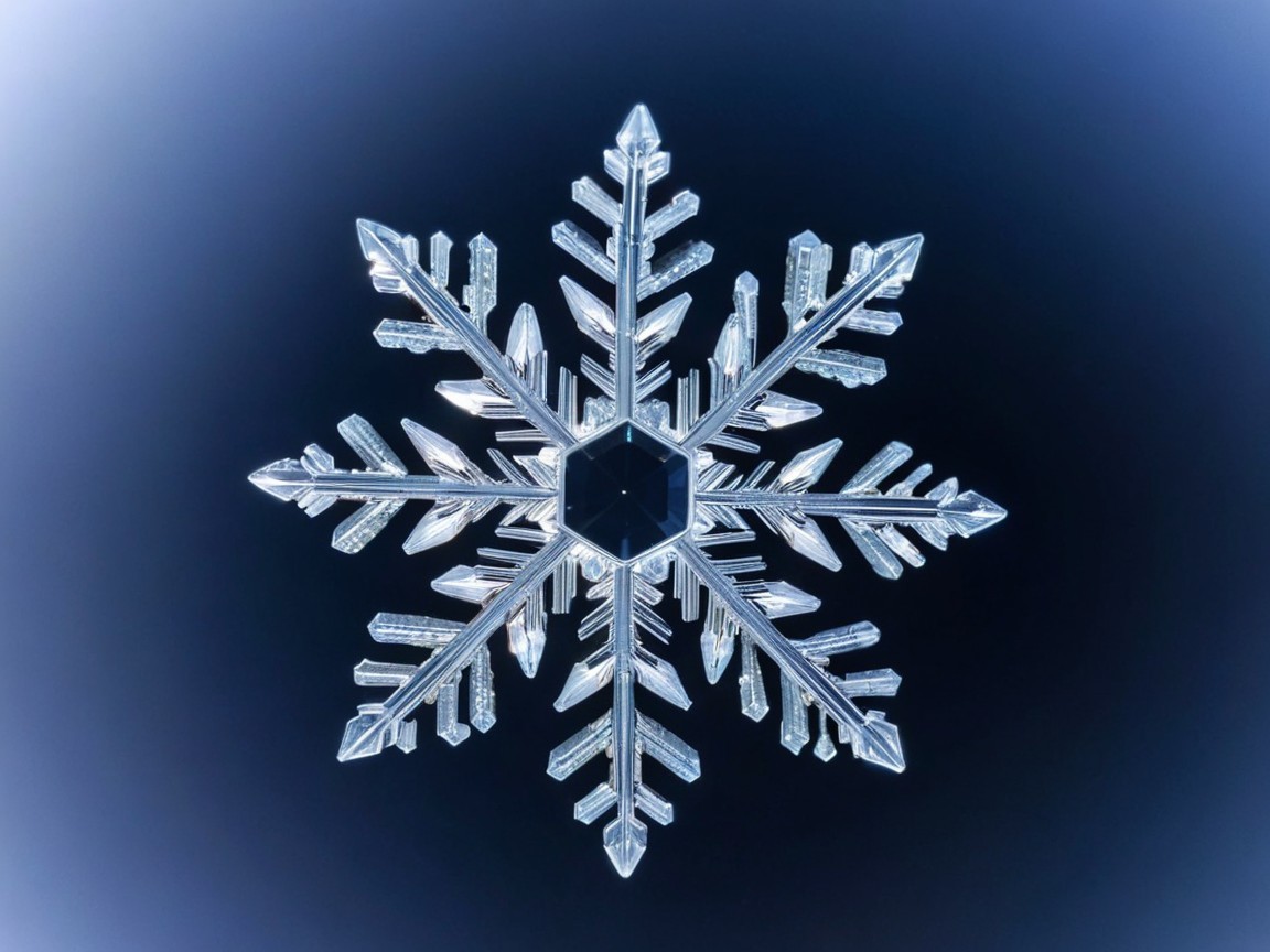 Intricate Snowflake with Geometric Patterns and Details